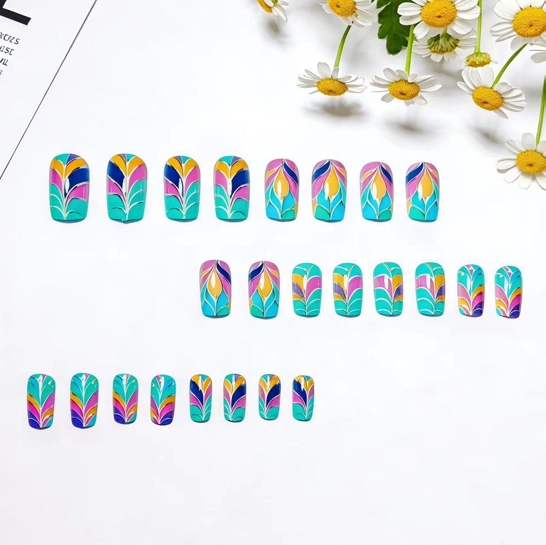 Artistic Colorful Leaf Design Nail Art Kalsten