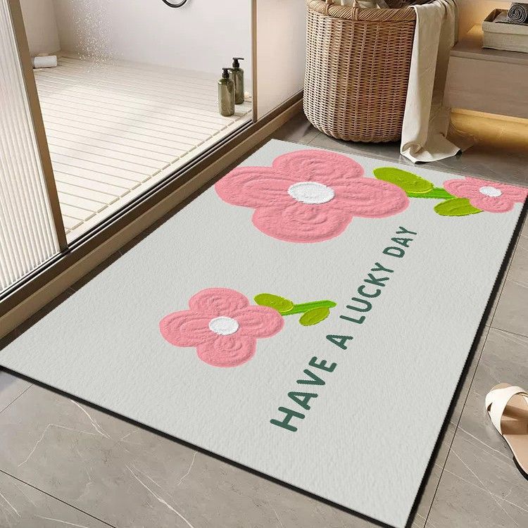 Cheerful Floral Message Bath Mat Kalsten