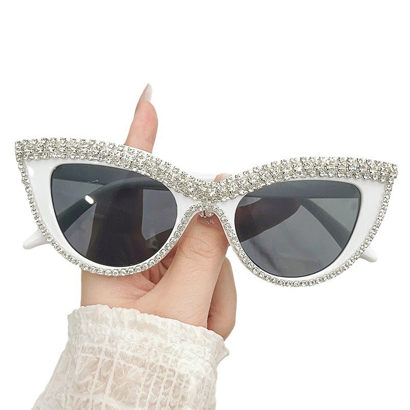 Glamorous Rhinestone-Embellished Shield Sunglasses Kalsten
