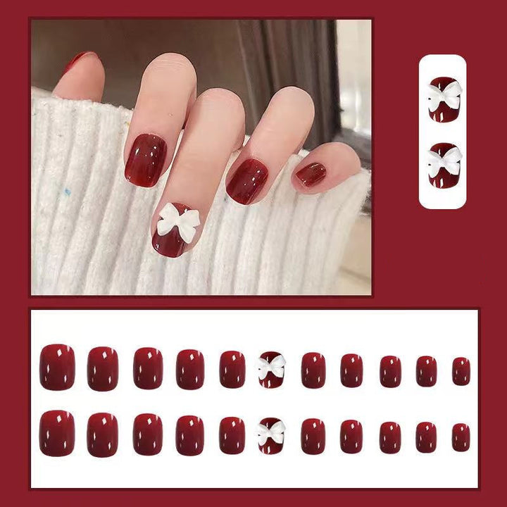 Festive Bow-Embellished Press-On Nails