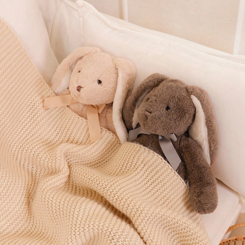 Plush Long-Eared Sitting Bunny Soft Toy with Ribbon Neck and Ultra-Soft Faux Fur Kalsten