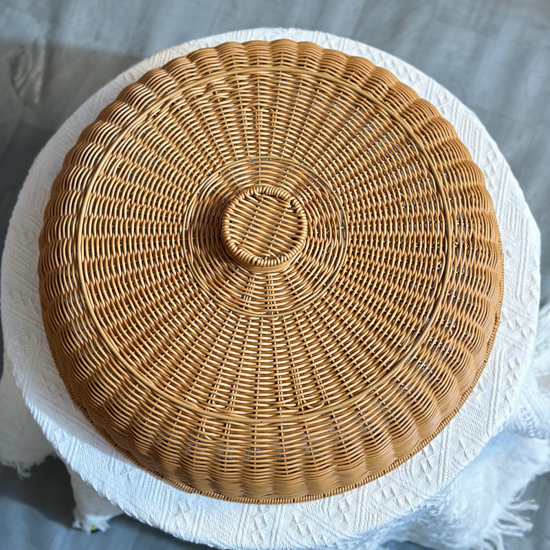 Handcrafted Round Woven Lidded Storage Basket Kalsten