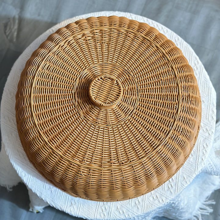 Handcrafted Round Woven Lidded Storage Basket Kalsten