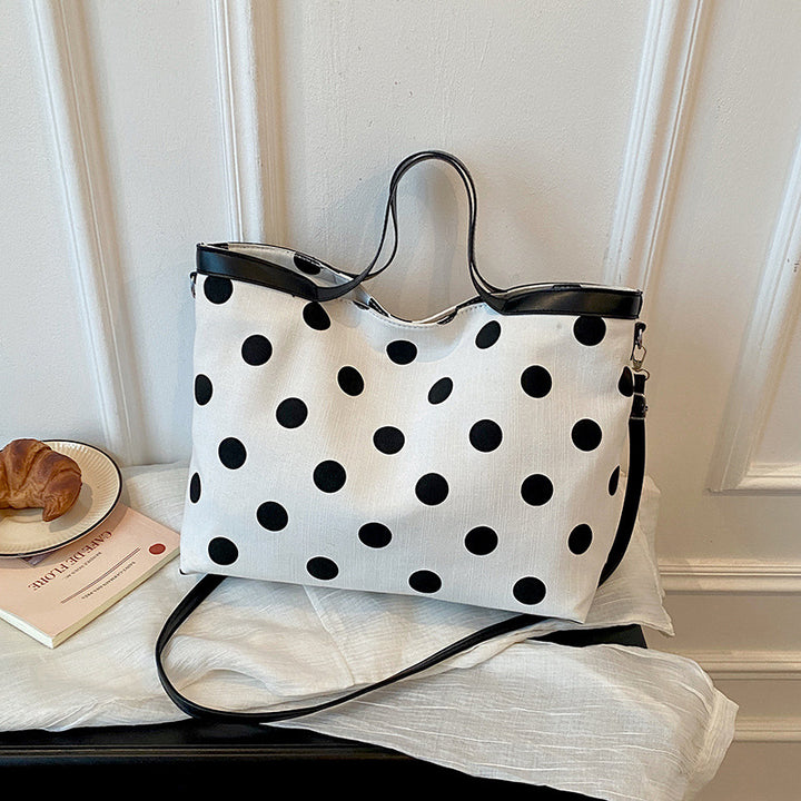 Polka Dot Canvas Tote Bag