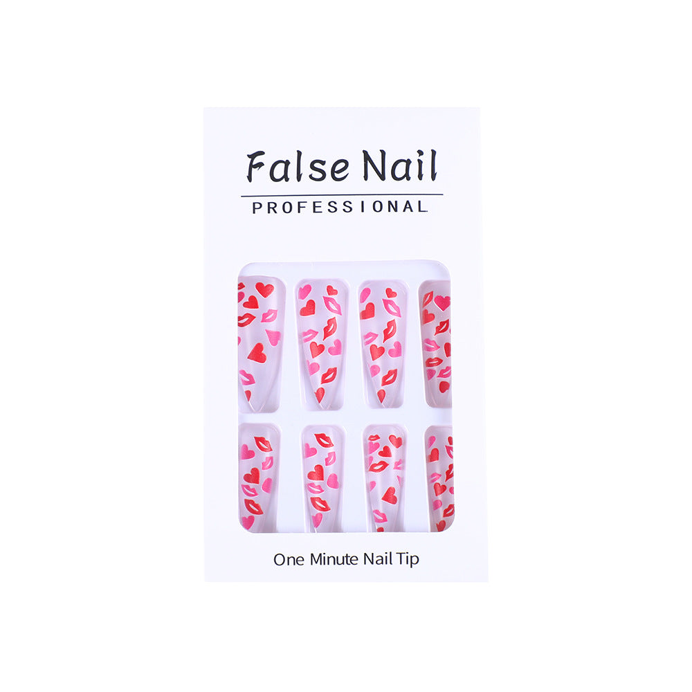 Artificial nail tips with heart motifs Kalsten