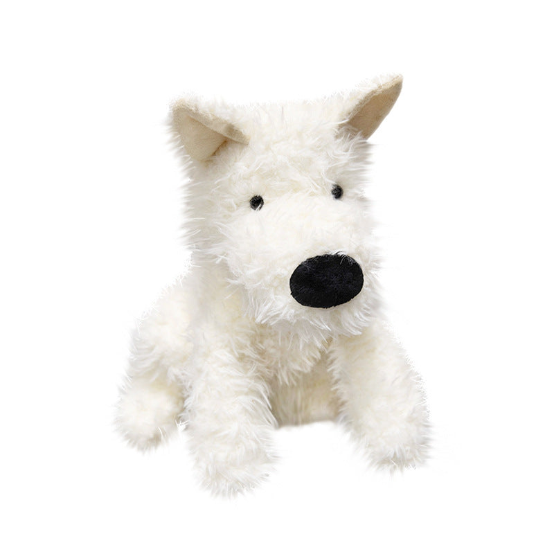 Realistic Fluffy Terrier Plush Dog with Long Faux-Fur and Embroidered Features Kalsten