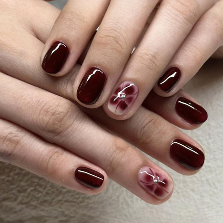 Acrylic nail set with elegant flower decorations Kalsten