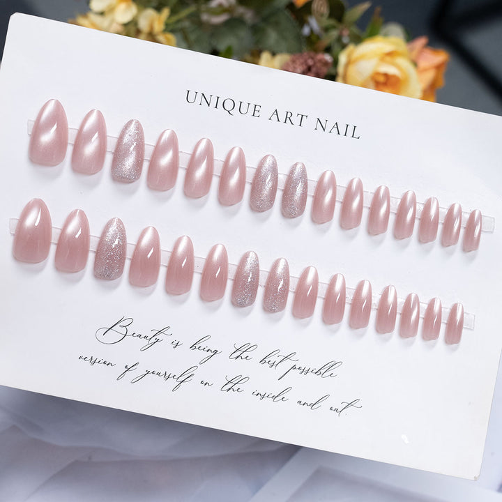 Press-On Nail Set with Glitter Accents