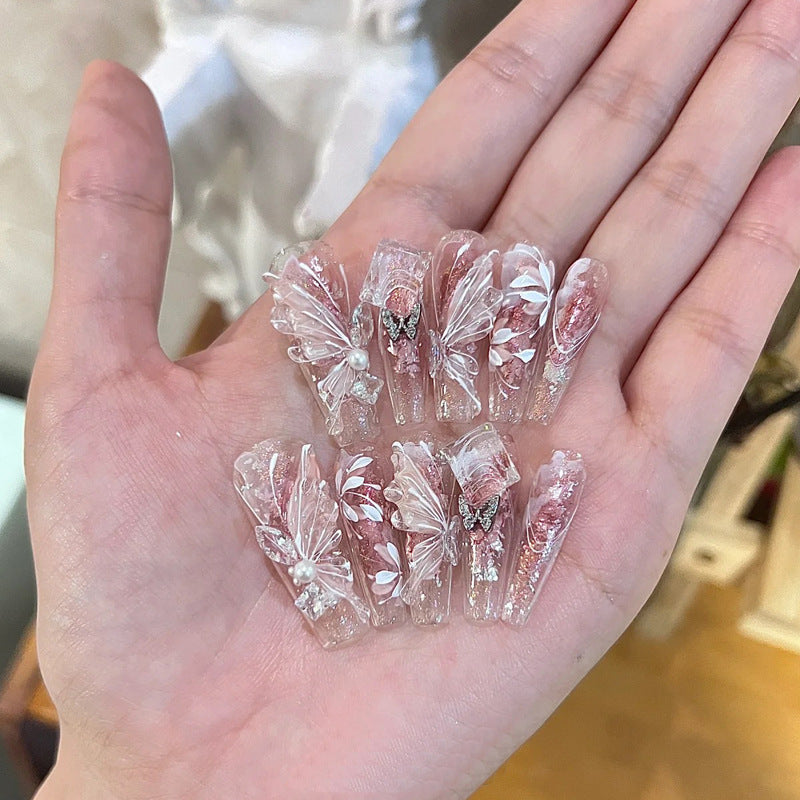 Decorative Acrylic Press-On Nail Tips with Elegant Floral Accents Kalsten