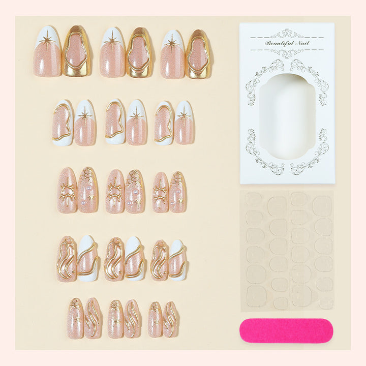 Artificial nail set with luxurious gold accents Kalsten