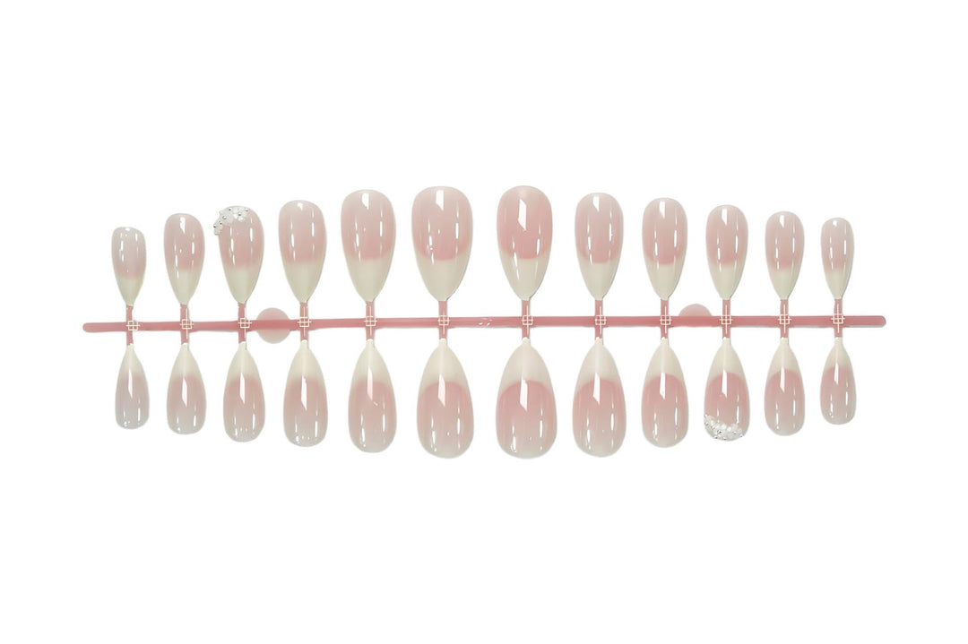 Acrylic nail set with elegant French tip and extravagant decorative details Kalsten