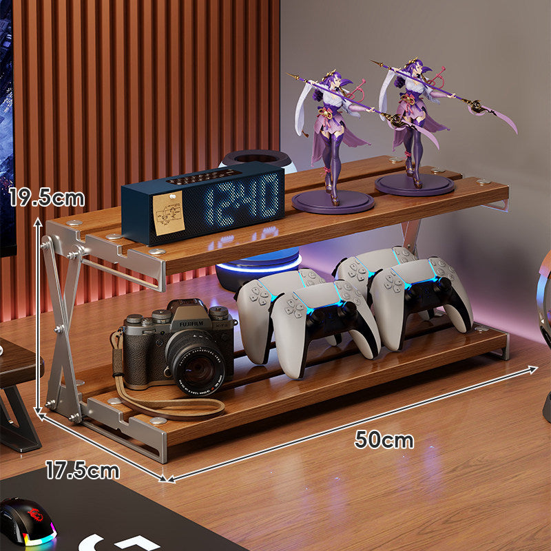 Triple-Tier Wooden Desktop Display & Gaming Controller Organizer