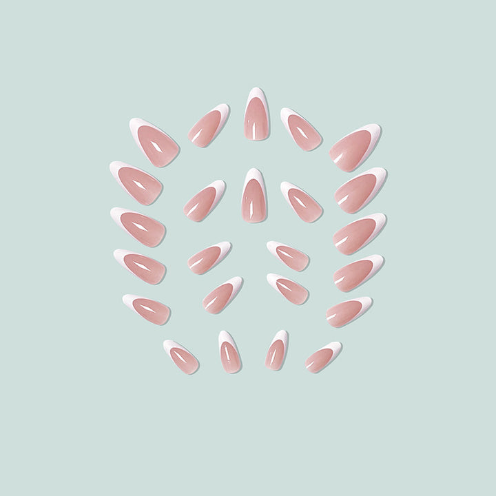 Stiletto artificial nails with elegant French design Kalsten