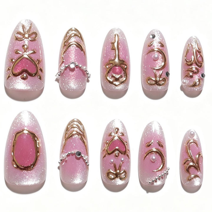 Artificial nail set with romantic decorations Kalsten