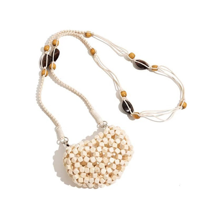Decorative Heart-Shaped Beaded Crossbody Bag
