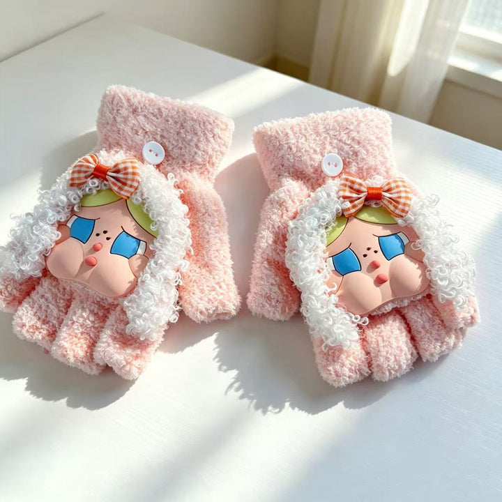 Cute Plush Character Fingerless Gloves Kalsten