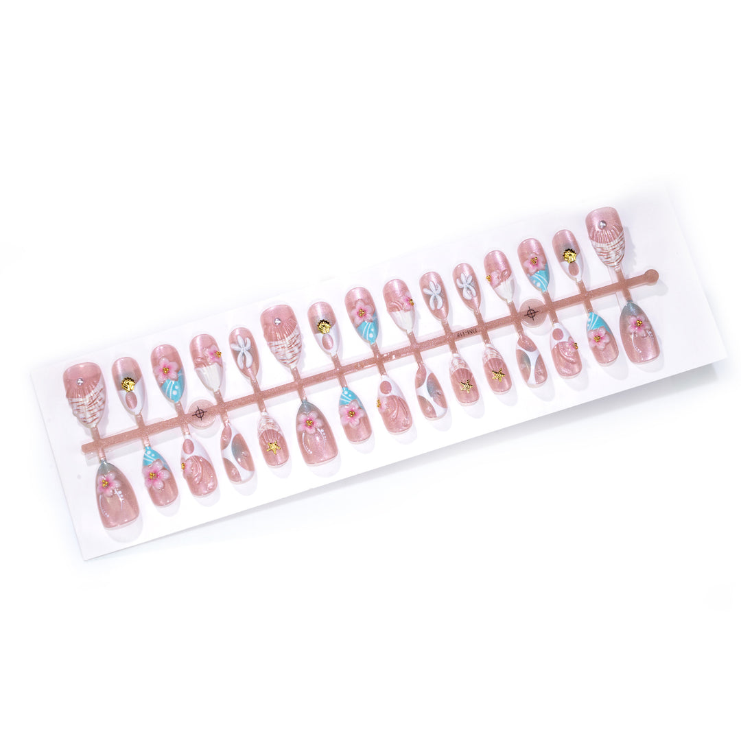 Artistic Floral Embellished Press-On Nail Art Set Kalsten