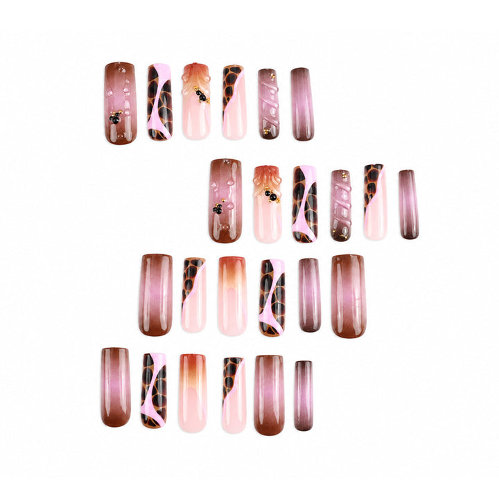 Artistic Long Stiletto Press-On Nail Design
