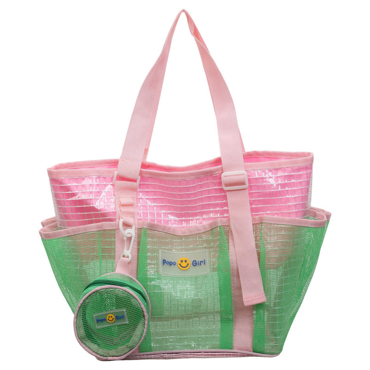 Mesh Beach Tote Bag with Detachable Pouch
