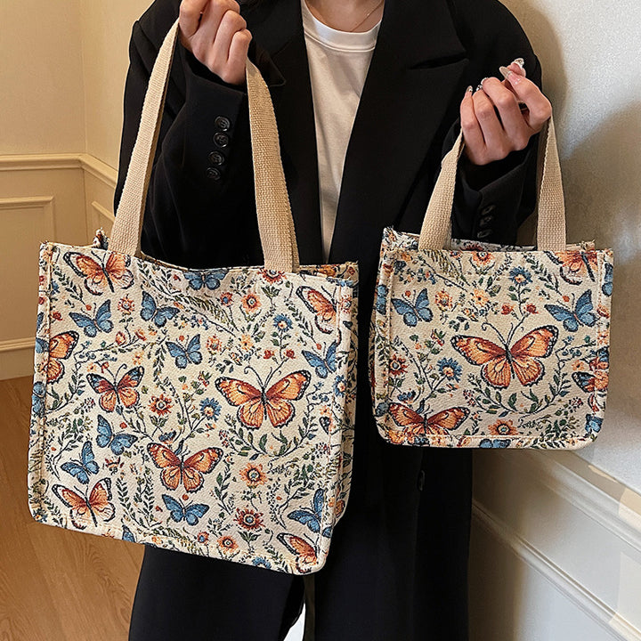 Floral Patterned Fabric Tote Bag