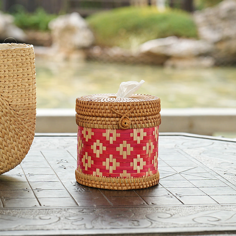 Handcrafted storage basket with lid Kalsten