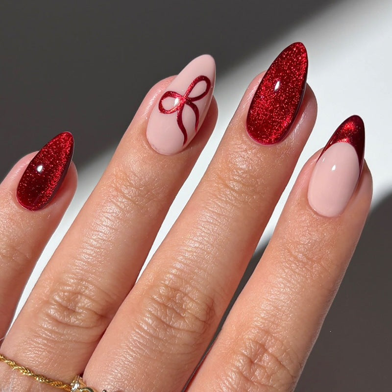 Press-on Nail Set with Glamorous Red and Rose Tones Kalsten