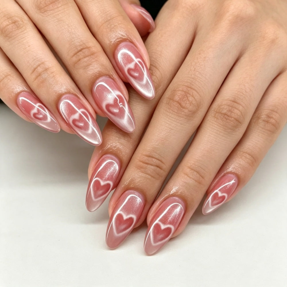 Artistic Heart Design Stiletto Press-On Nails