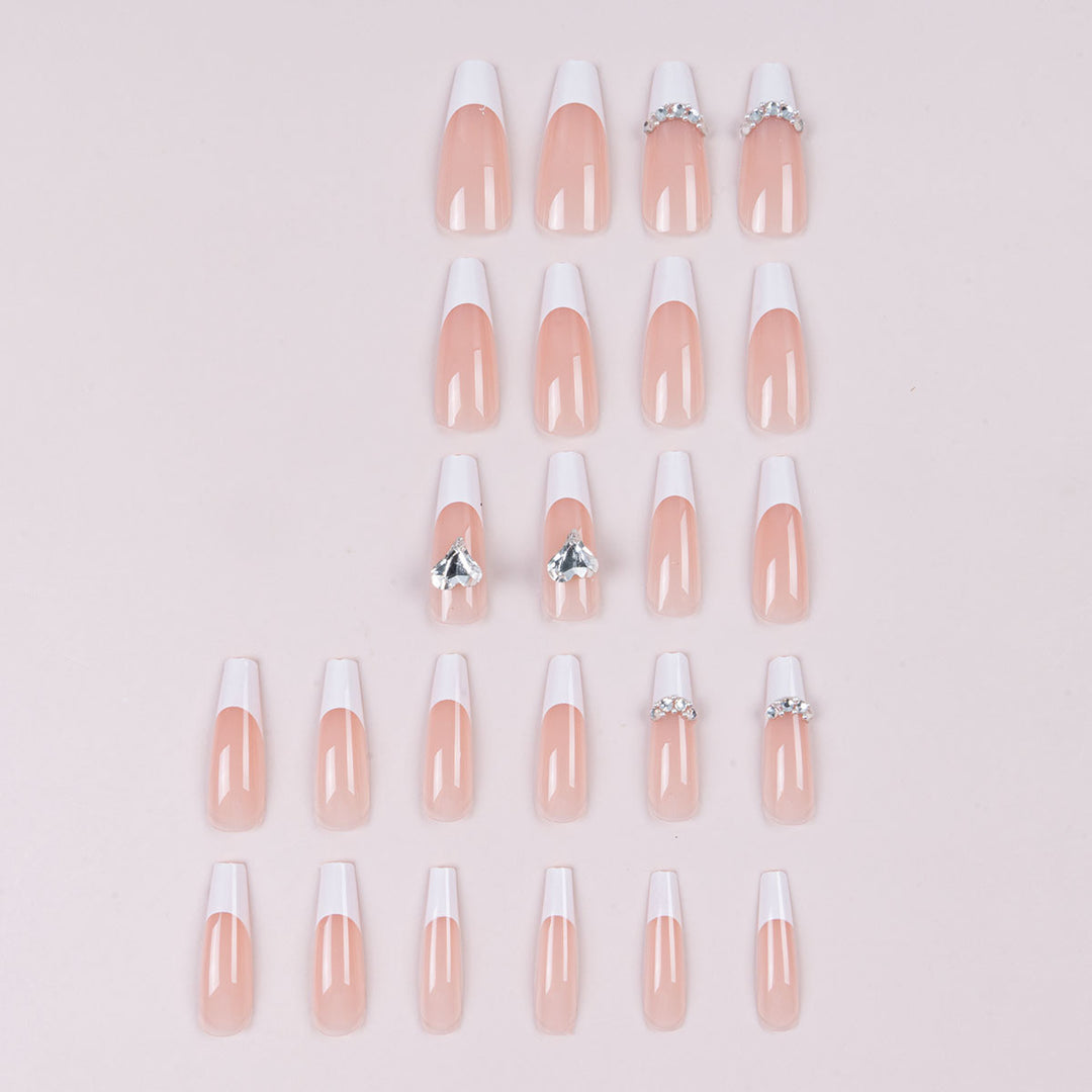 Decorative Stiletto Press-On Nails with Rhinestone Accents