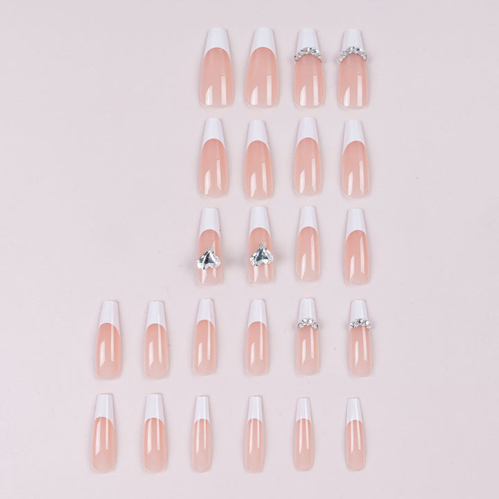 Decorative Stiletto Press-On Nails with Rhinestone Accents