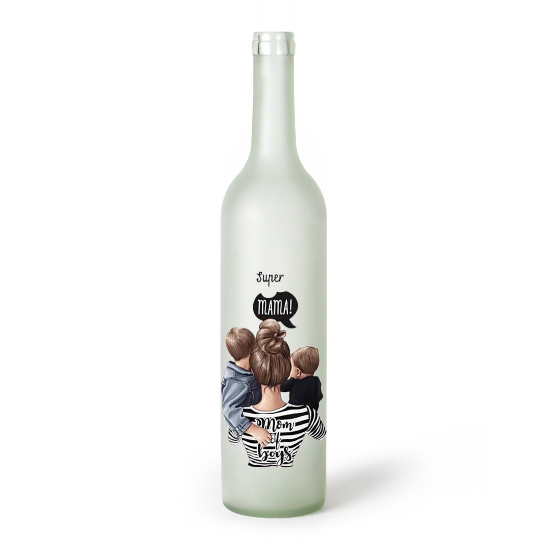 Decorative Frosted Glass Bottle Vase With Fashion Collage Decal