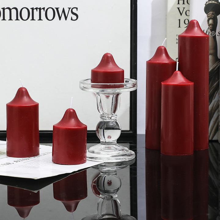 Hand-Poured Decorative Pillar Candle with Sculpted Tapered Top