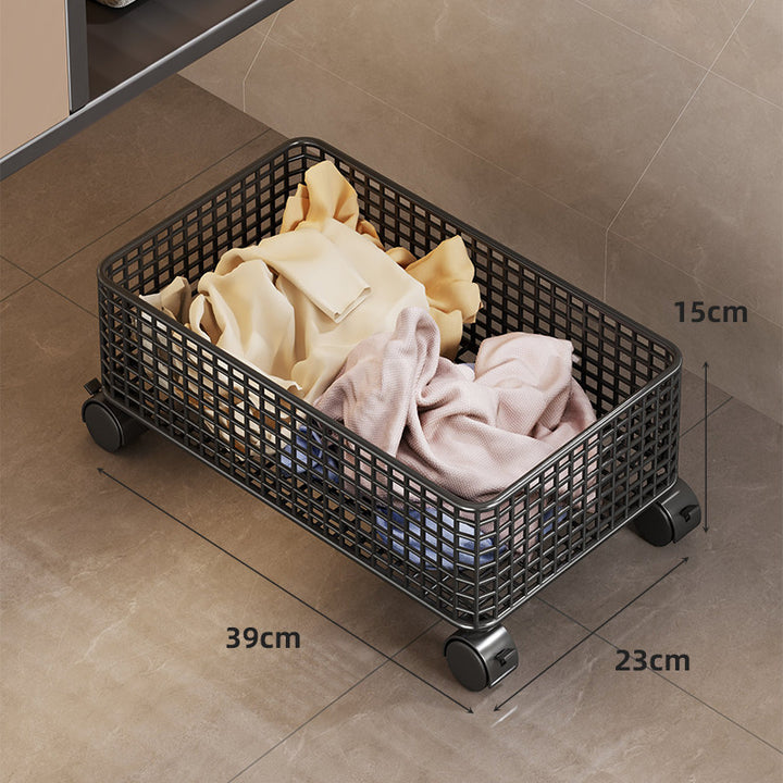 Rolling Mesh Underbed Storage Basket with Locking Casters and Carry Handles