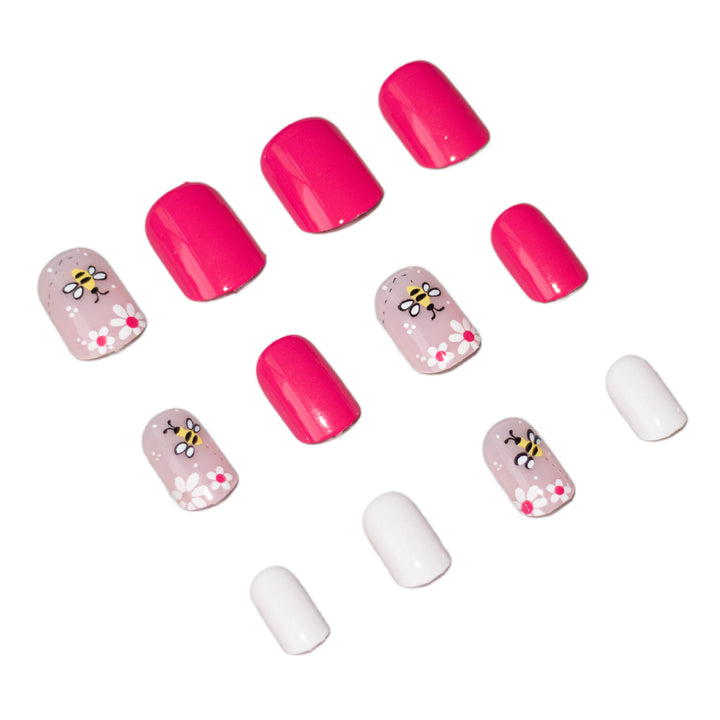 Artistic Floral Bee-Inspired Nail Art Set