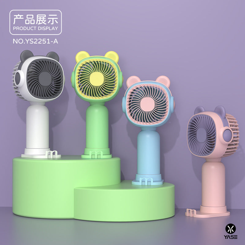 Cooling portable handheld bear-ear mini fan with adjustable tilt USB rechargeable desktop stand Kalsten