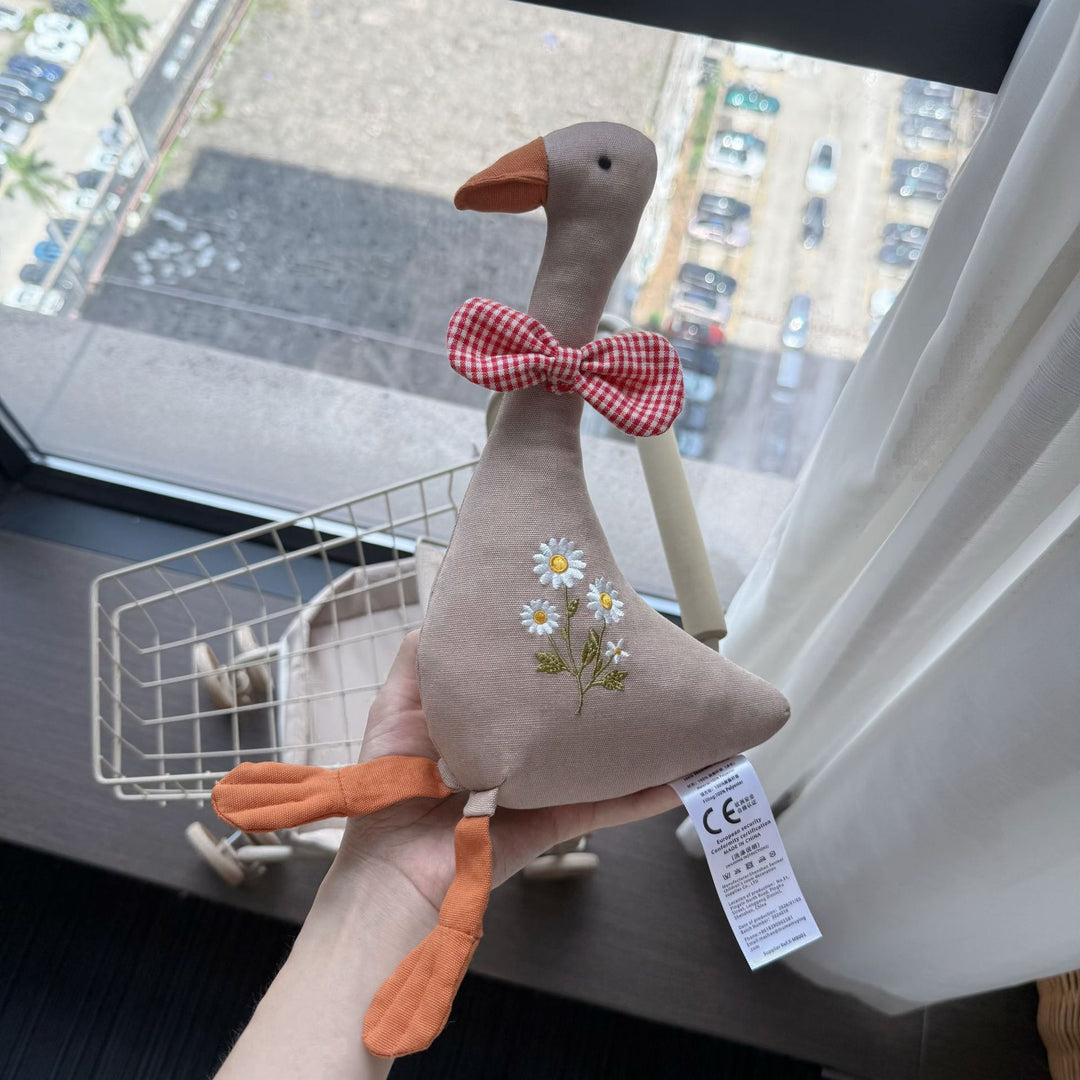 Handcrafted Organic Cotton Bunny Doll with Linen Jacket and Plaid Shorts
