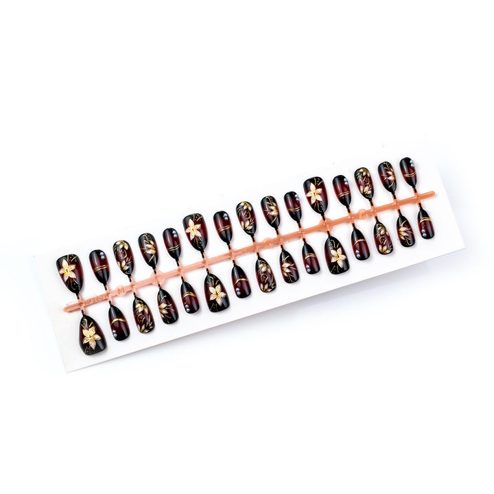Premium Floral-Embellished Press-On Nails