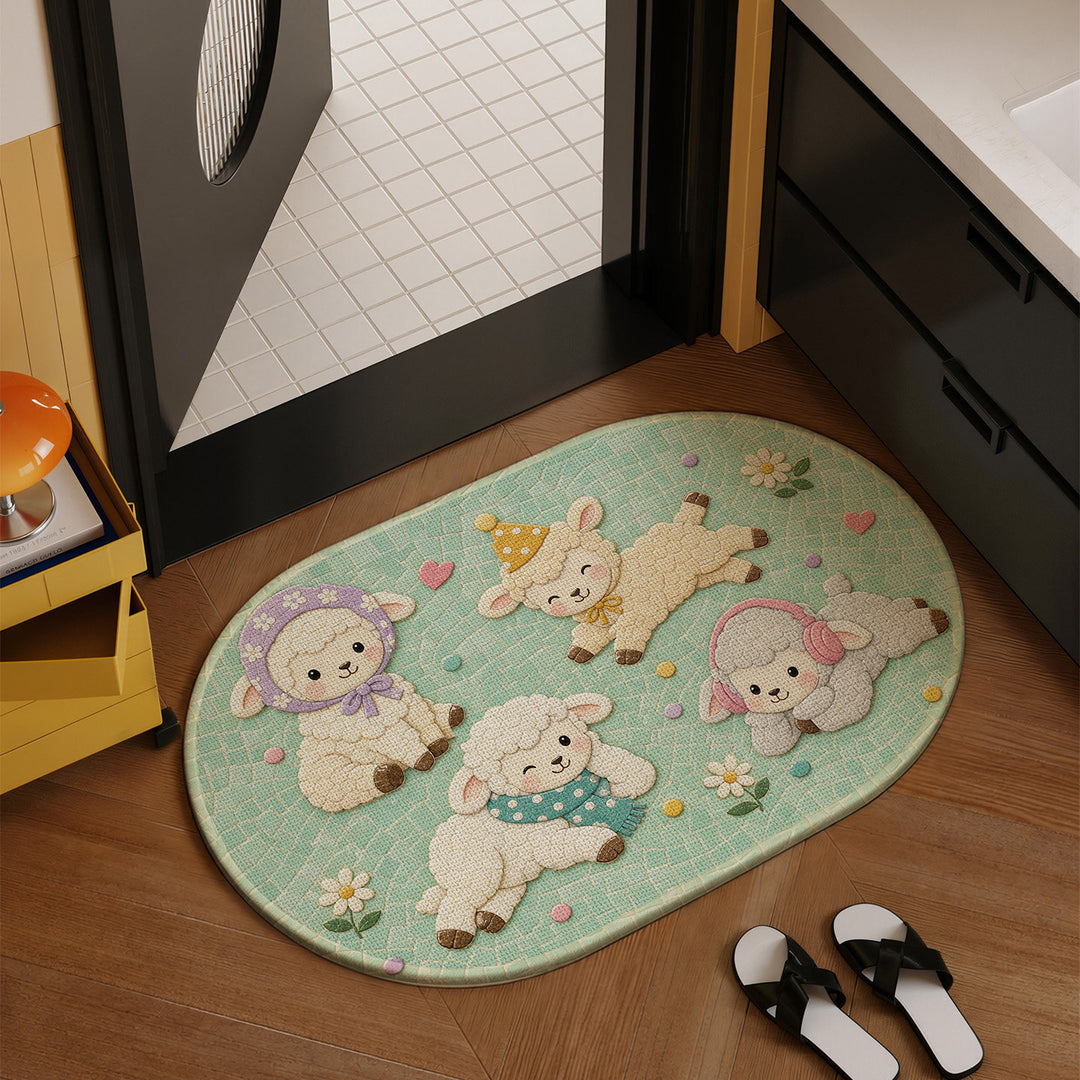 Playful Cat-Themed Decorative Bath Rug