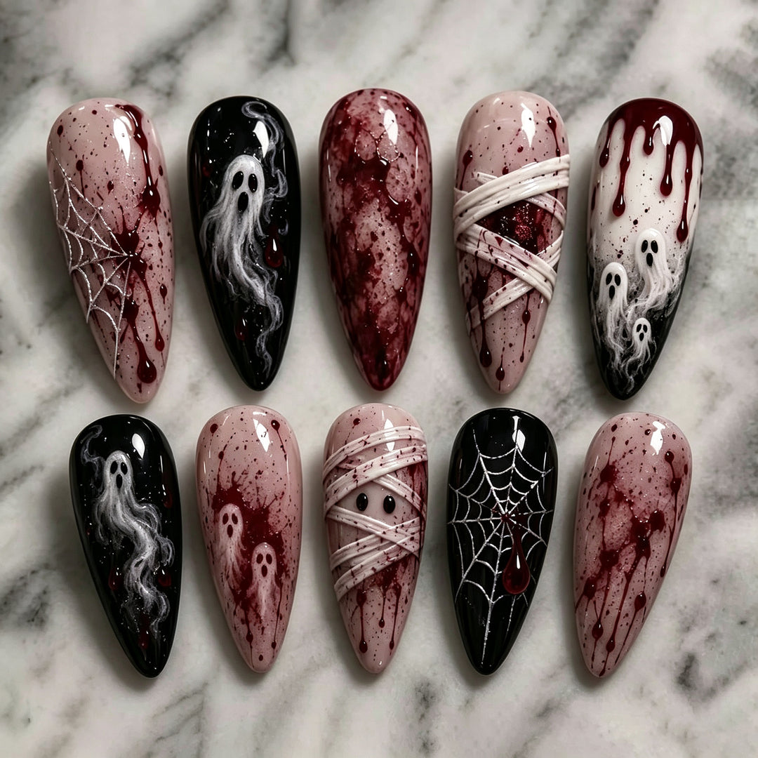 Halloween-Themed Press-On Nail Art Set 1790738400