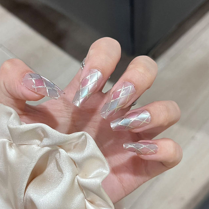 Elegant Long Press-On Nails Set with Artistic Tips Kalsten