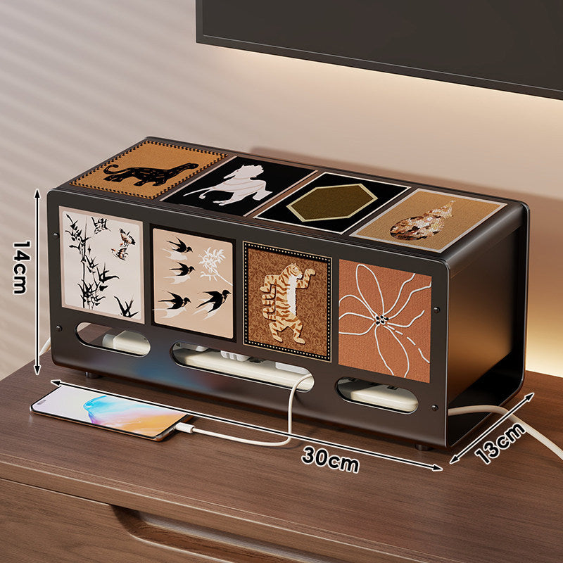 Decorative Cable Management Power Strip Organizer Box with Ventilated Panels