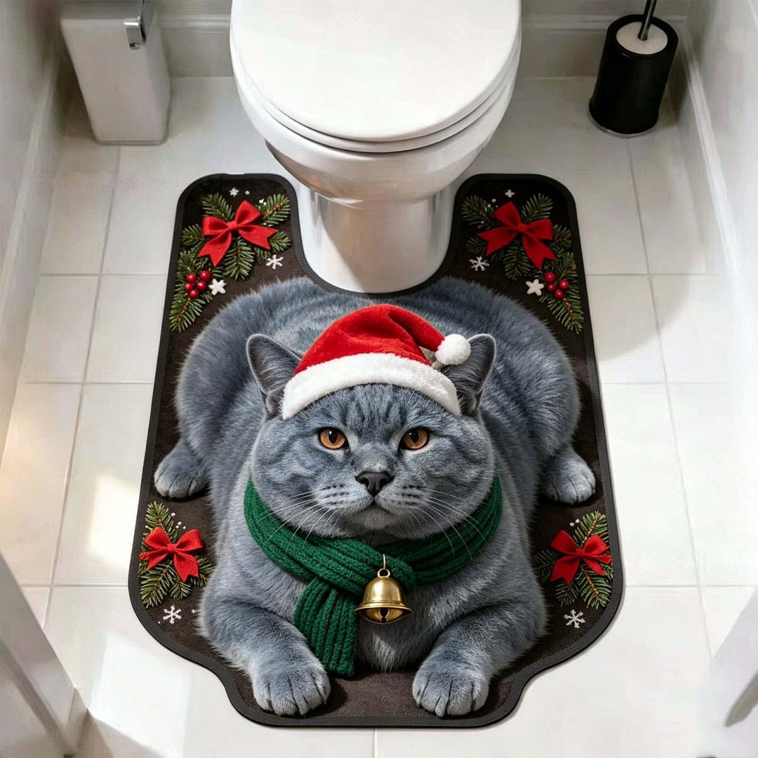 Holiday Cat-Themed Bath Mat