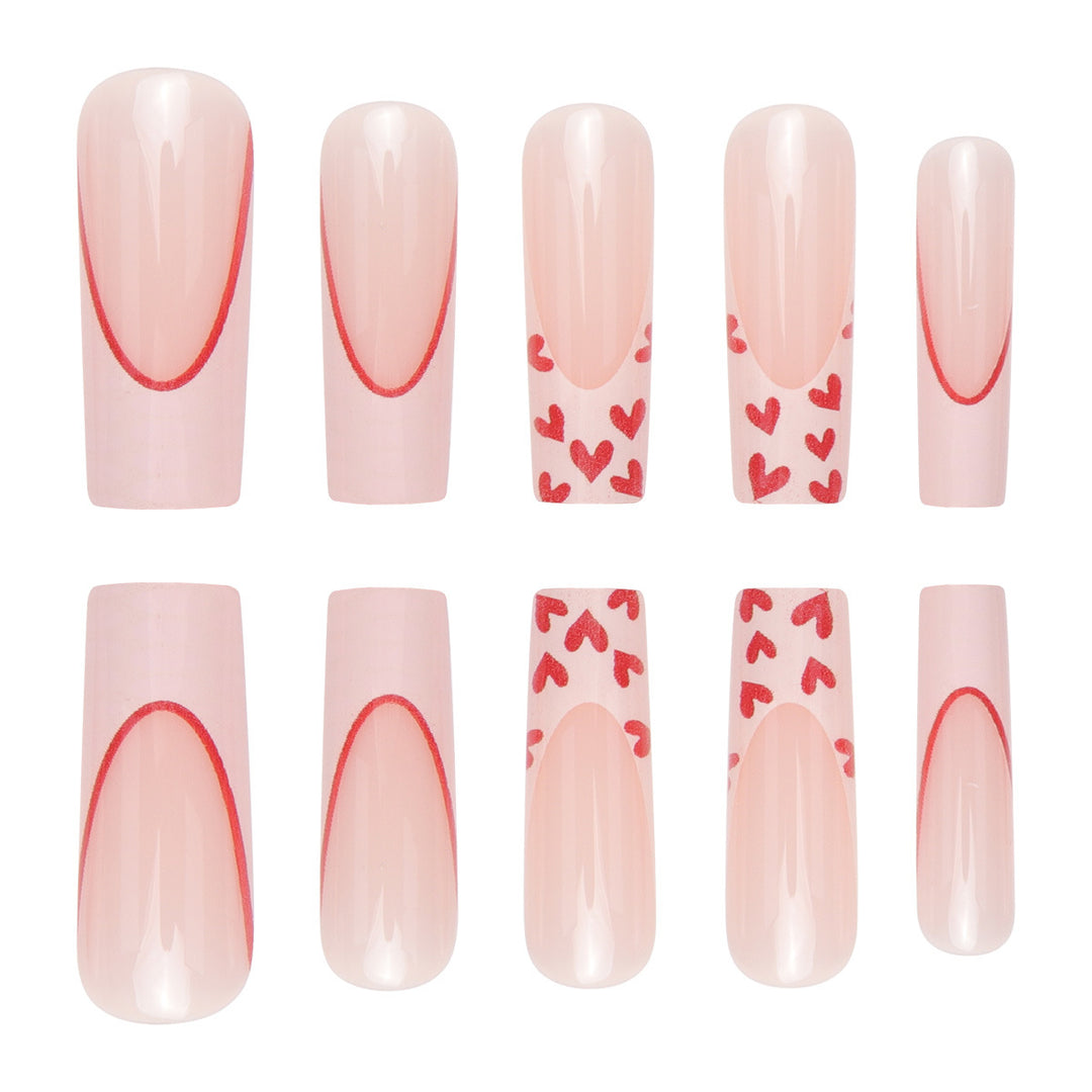 Romantic Heart-Accent Press-On Nail Set Kalsten
