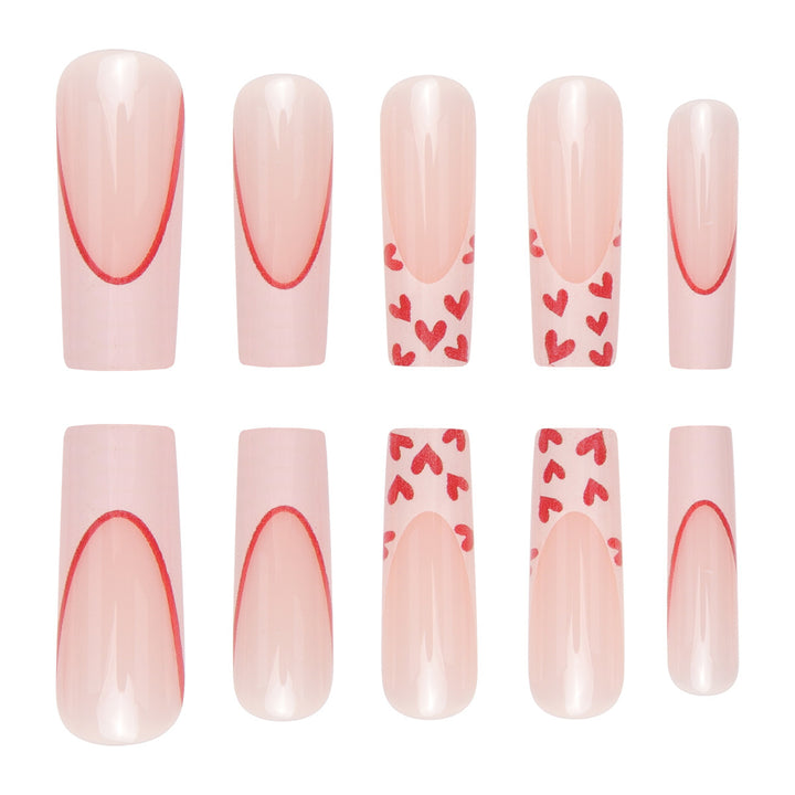 Romantic Heart-Accent Press-On Nail Set Kalsten
