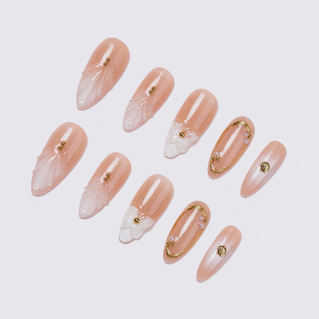 Acrylic nail set with floral and elegant embellishments Kalsten