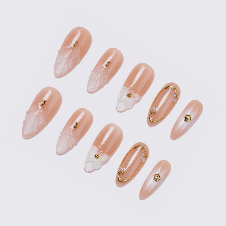 Acrylic nail set with floral and elegant embellishments Kalsten