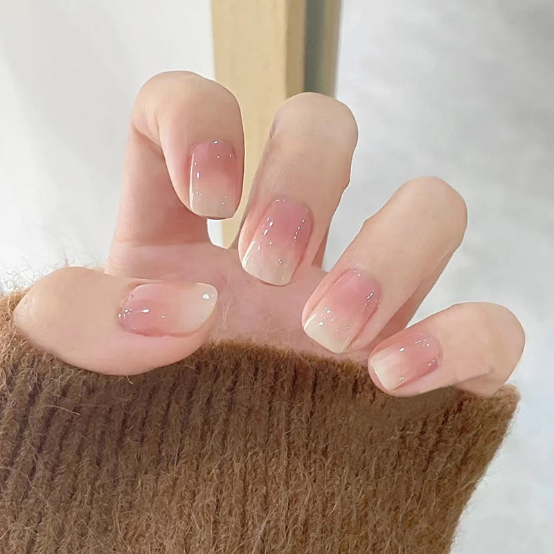 Elegant Ombre Press-On Nail Tips with Sparkling Accents