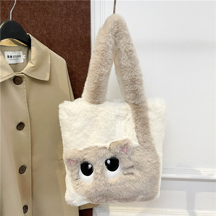 Plush shoulder bag with cat motif Kalsten