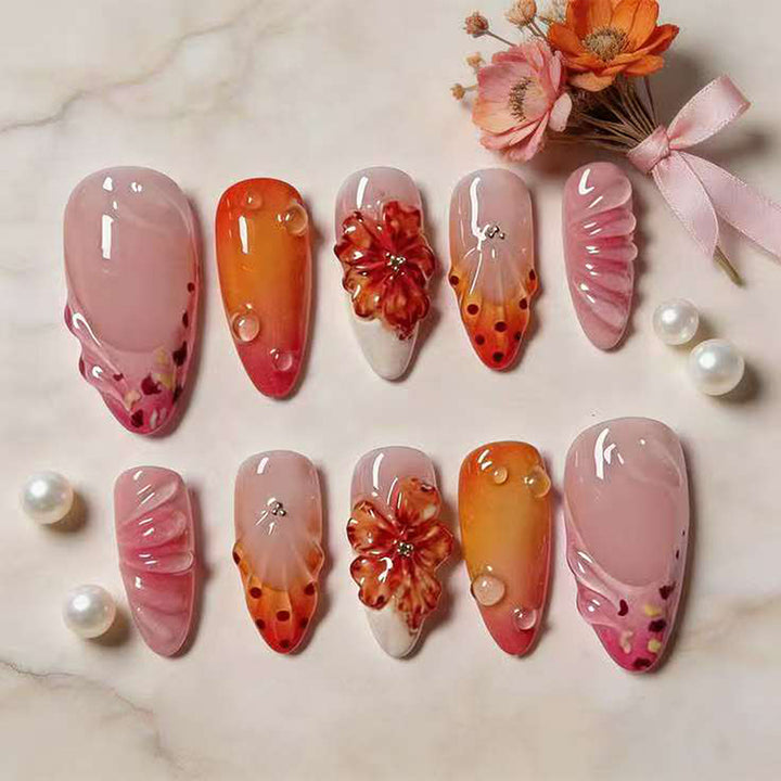Premium Floral Press-On Nail Set