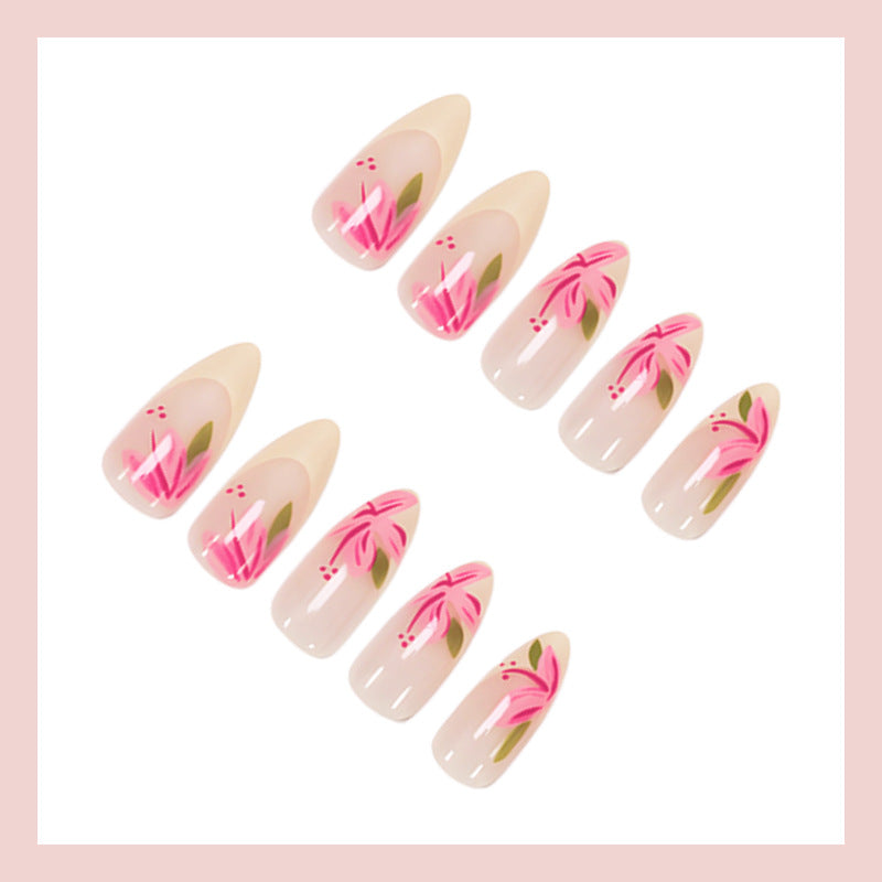 Elegant artificial nail set with floral designs Kalsten