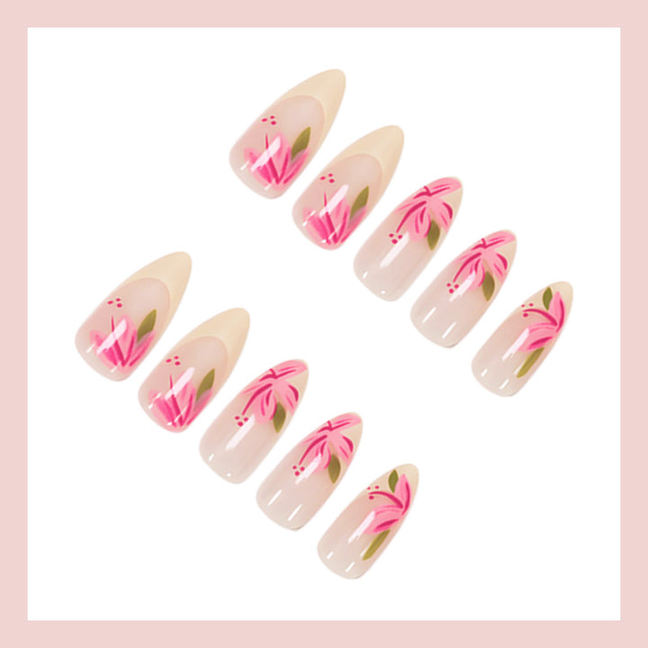 Elegant artificial nail set with floral designs Kalsten